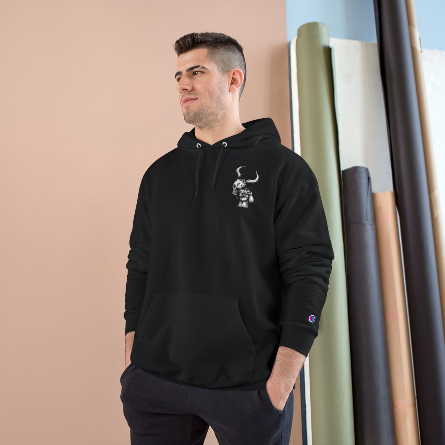 Champion Hoodie with 'Pure Demons Blind Futures' Design - Urban Streetwear