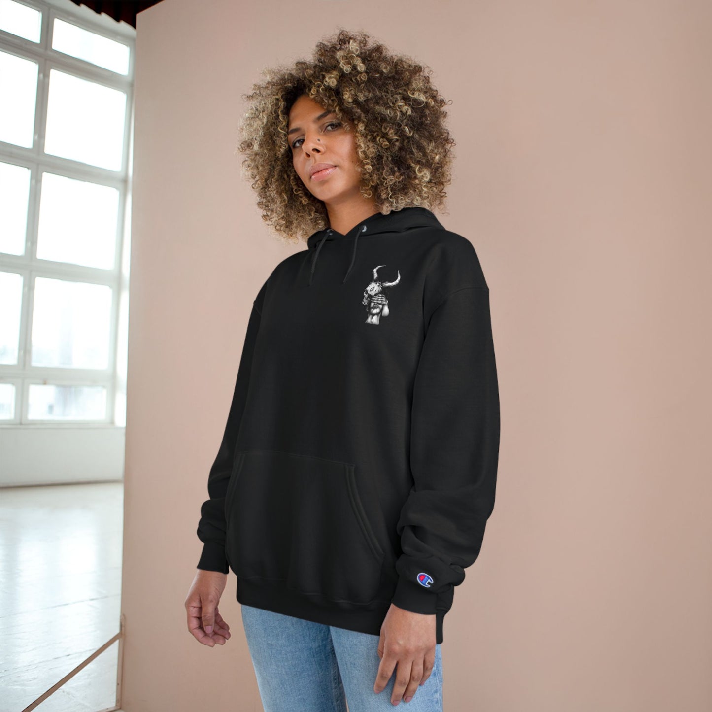 Champion Hoodie with 'Pure Demons Blind Futures' Design - Urban Streetwear
