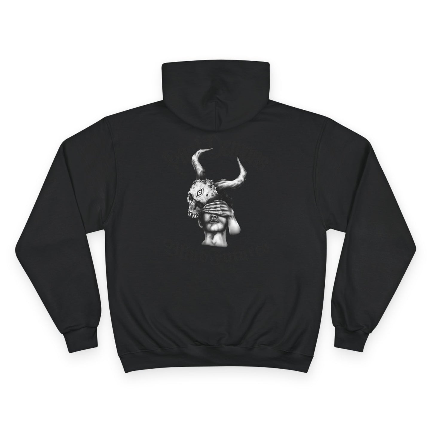 Champion Hoodie with 'Pure Demons Blind Futures' Design - Urban Streetwear